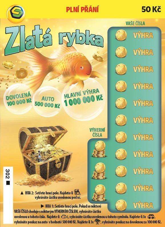 Fyzický los Zlatá Rybka od Sazky.